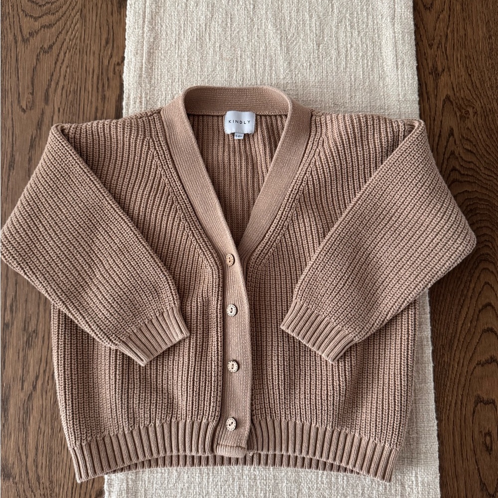 Kids Tan Cardigan Sweater